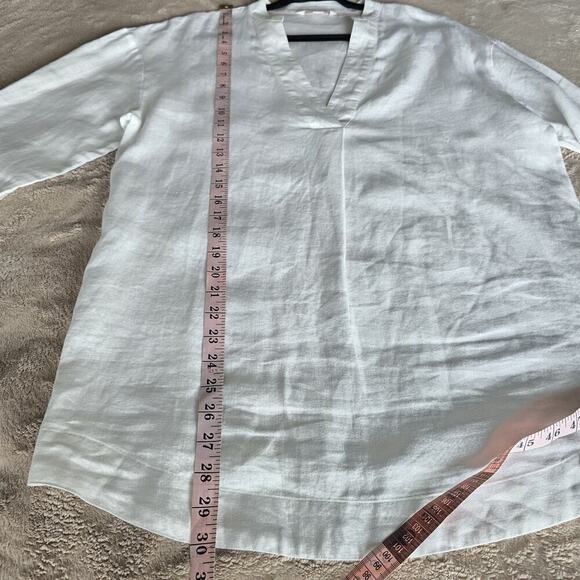 Boden Blouse 6R 100% Linen V-Neck Relaxed Lagenlook Bohemian Minimalist White - Picture 8 of 11